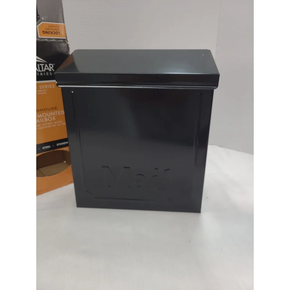 Gibraltar Locking Vertical Mailbox Townhouse Wall Mount Galvanized Steel Black
